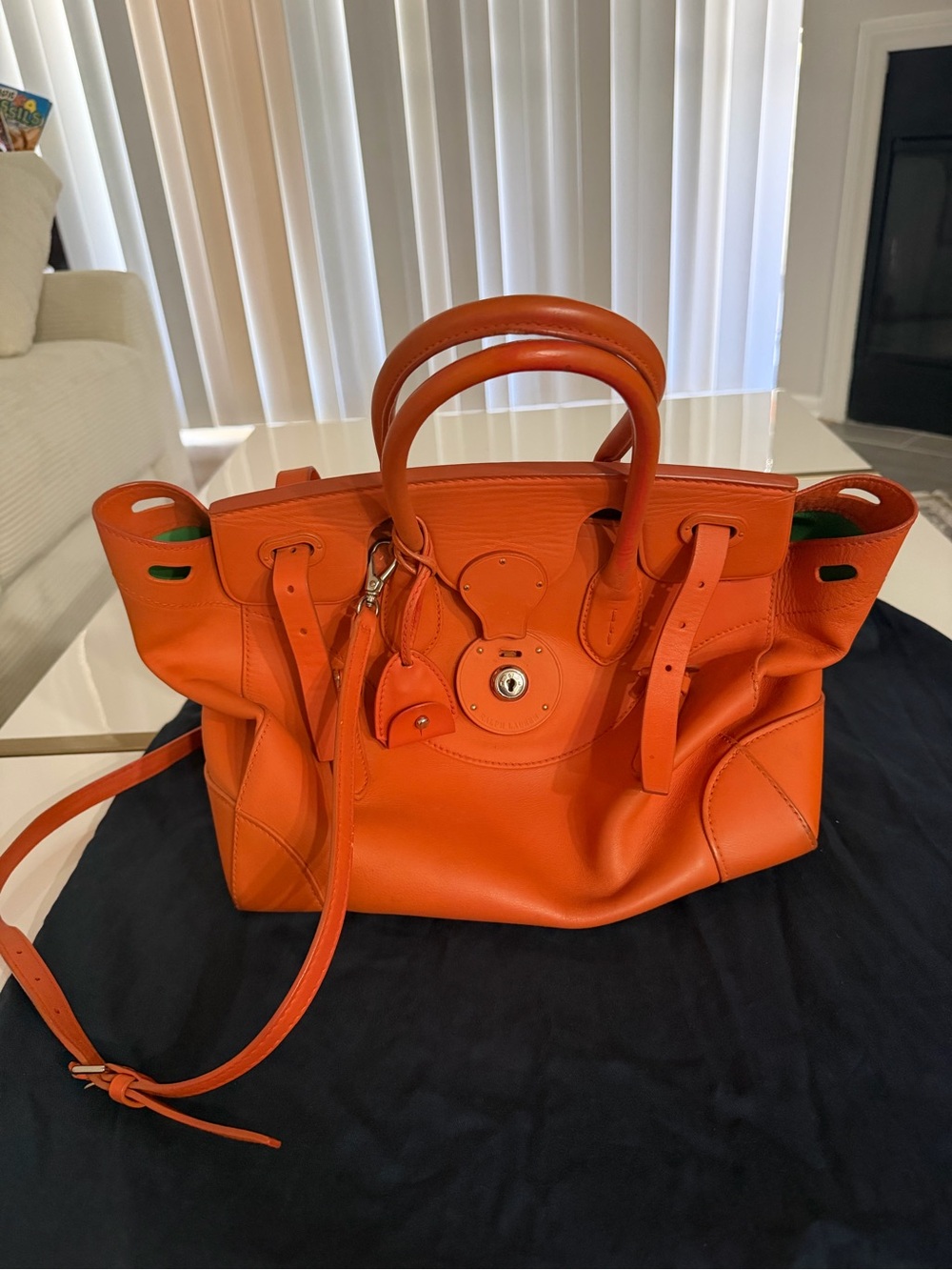 Ralph Lauren Ricky Bag clementine orange color Leather  33 - Picture 2 of 9